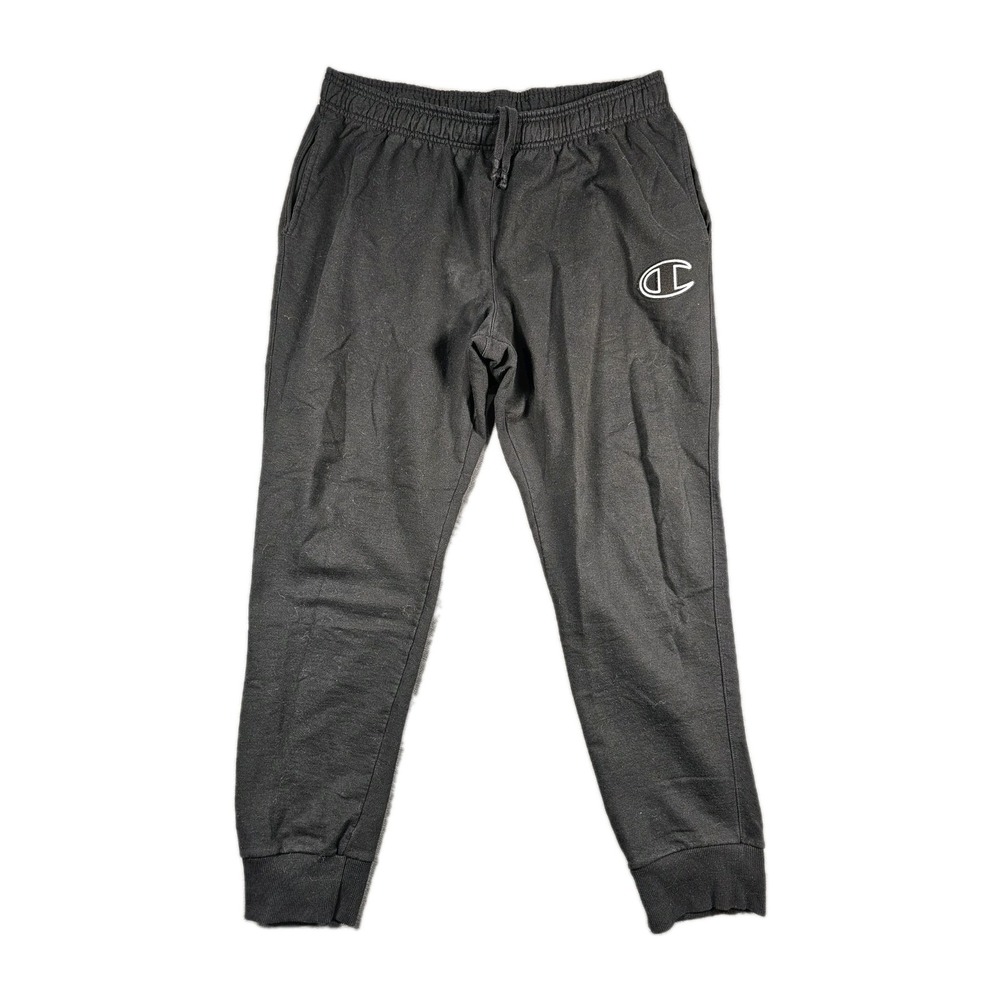 Vintage Champion Sweatpants Authentic Black Joggers Mens 2XL Embroidered C‎